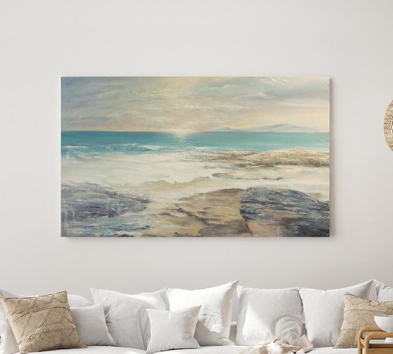"Seashore" Blue seascape oil art