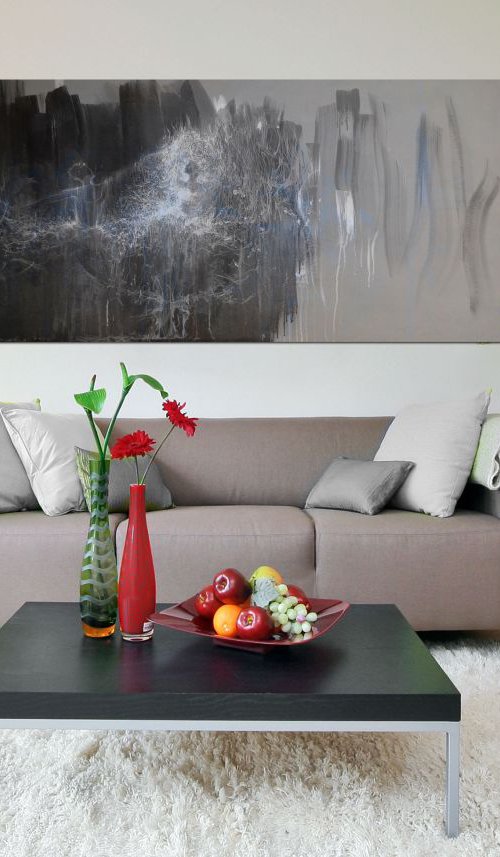 Extra Large Abstract Painting "Silver Dance" by Yuri Pysar