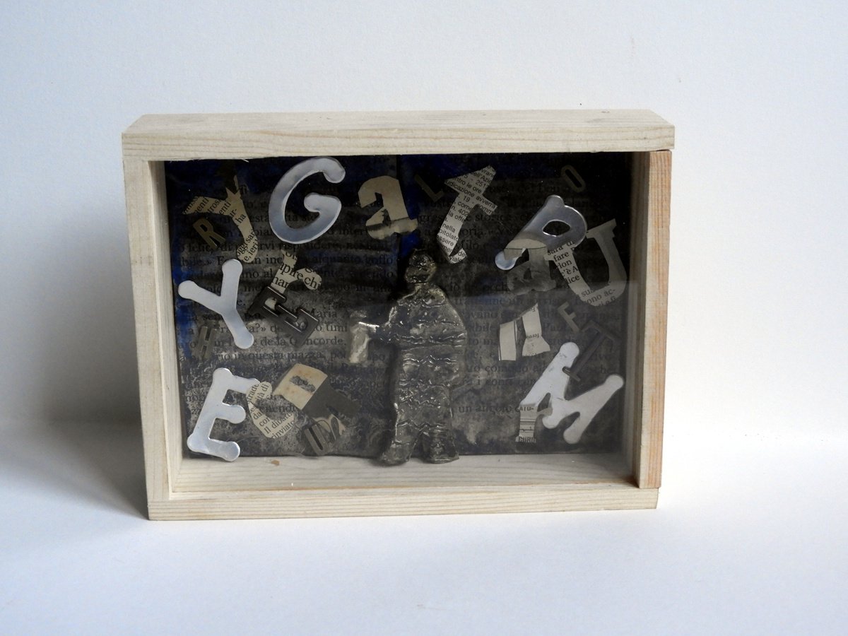Surrealistic Landscape Sculpture By Paolo Beneforti, 7 X 6", Searcher Of Letters, Original Artwork