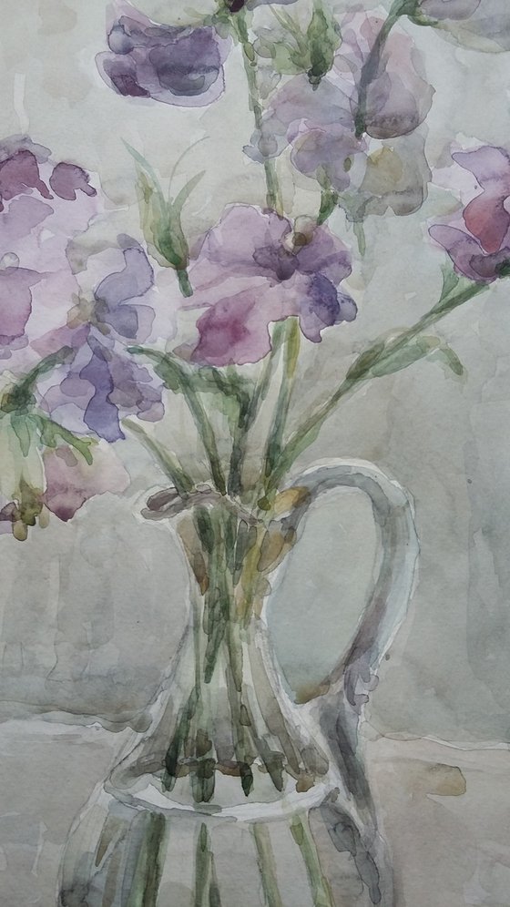 Sweet pea. Original watercolour painting. 2020