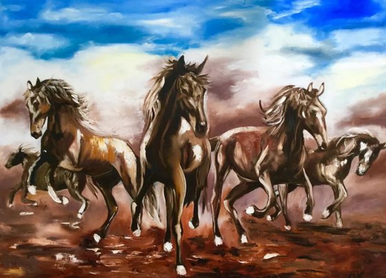 Galloping horses