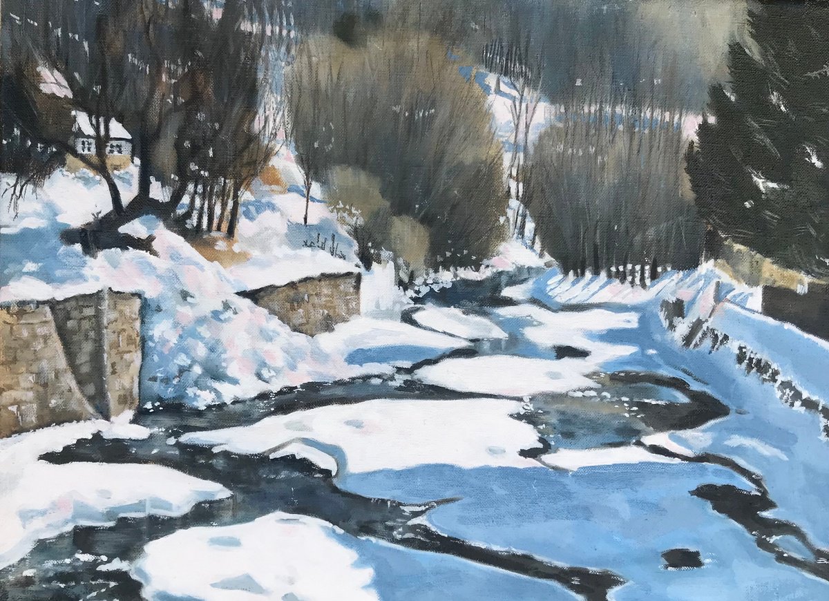 Oil Painting , Snow Melt By Alison Chambers, 16 X 12, Artwork For Sale On Artfinder