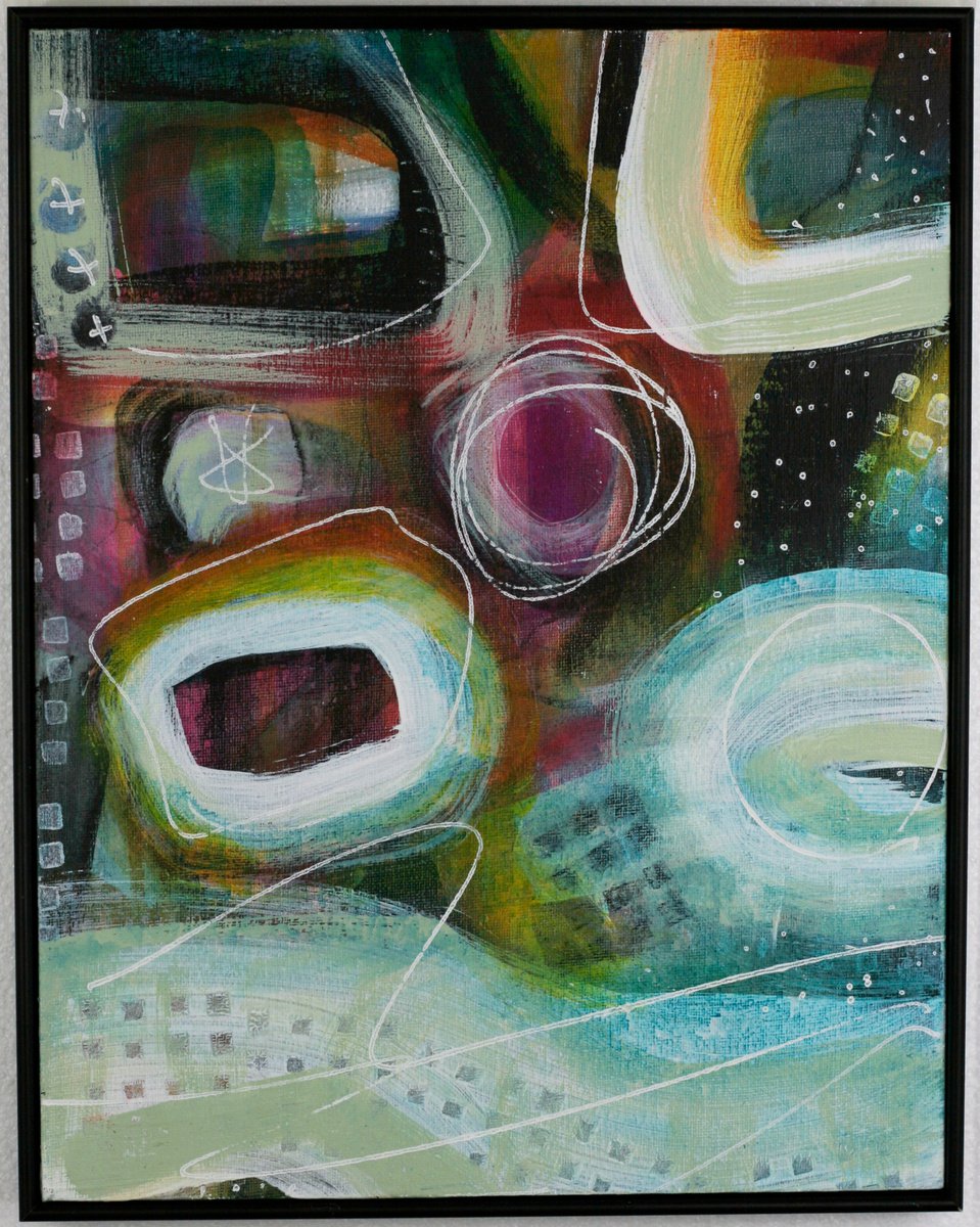 Expansion Zone A - Framed Abstract Original Art by Dawn Rossiter