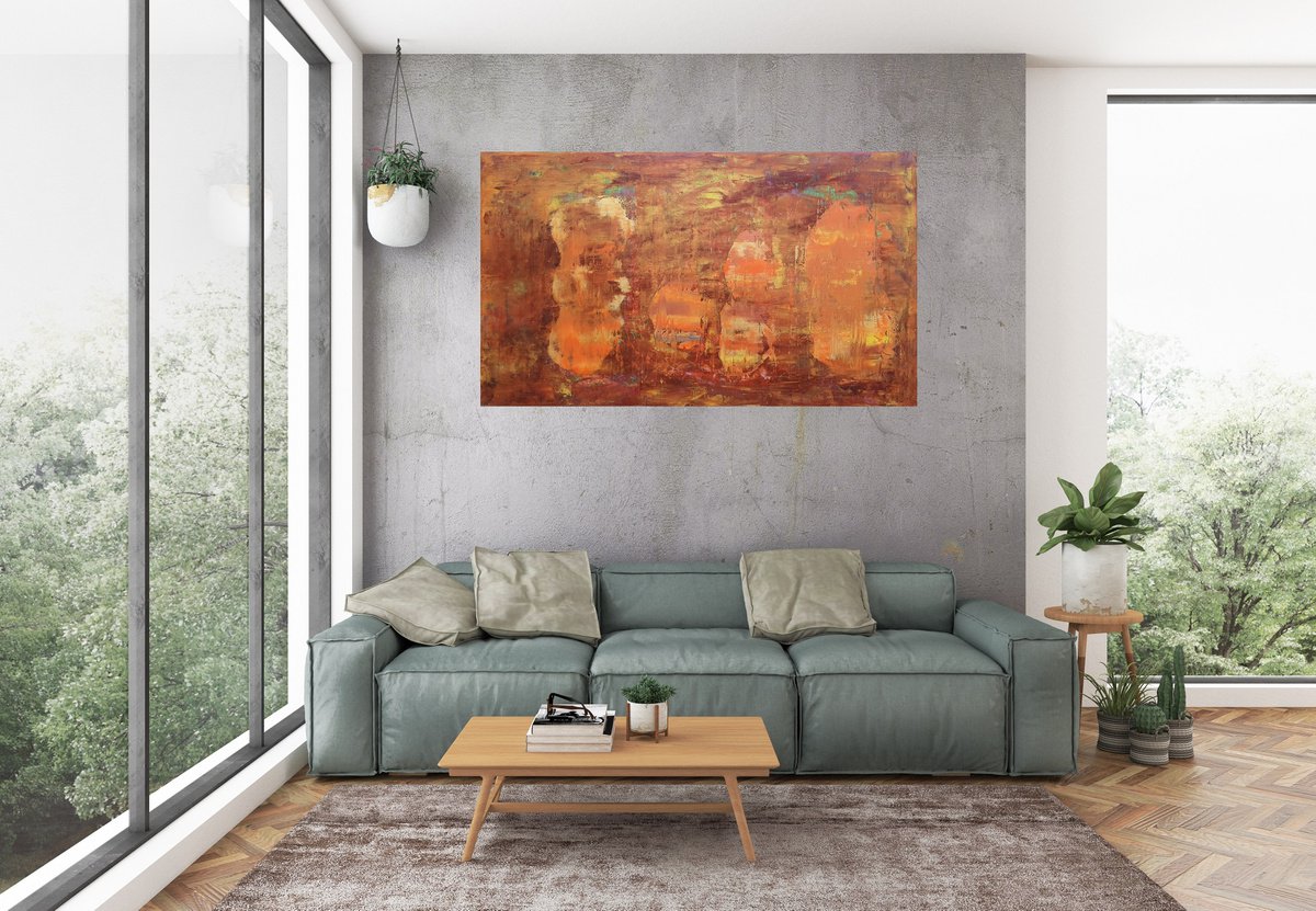 We are the forest - large textured abstract painting by Ivana Olbricht