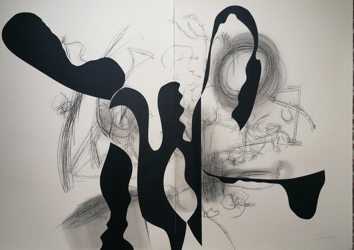 Surrealistic Abstract Collage By Stefano Mazzolini, 55 X 39", Mescu, Original Artwork