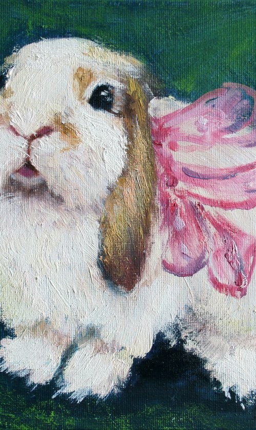 Rabbit II - Animal portrait /  ORIGINAL PAINTING by Salana Art