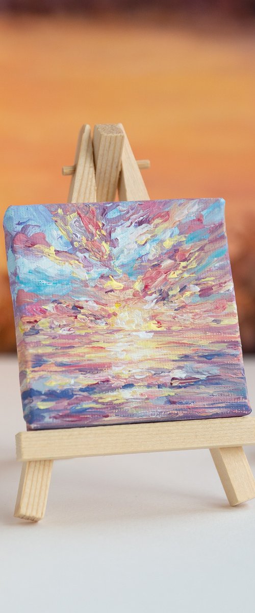 Sunset at the ocean miniature by Kateryna Nazarenko