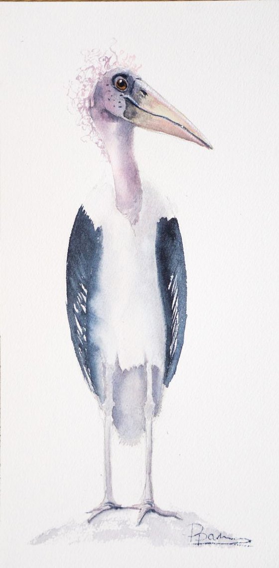 Marabou ORIGINAL Watercolor Painting