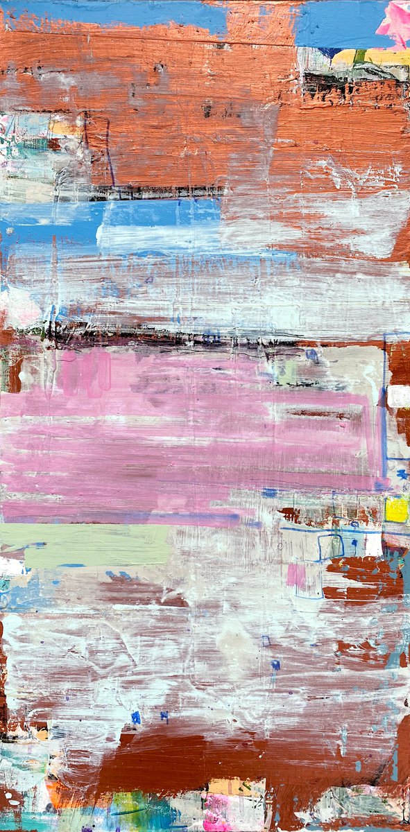 Abstract Painting By Jason Forcier, 18 X 36, Baja Dreams, Original Artwork