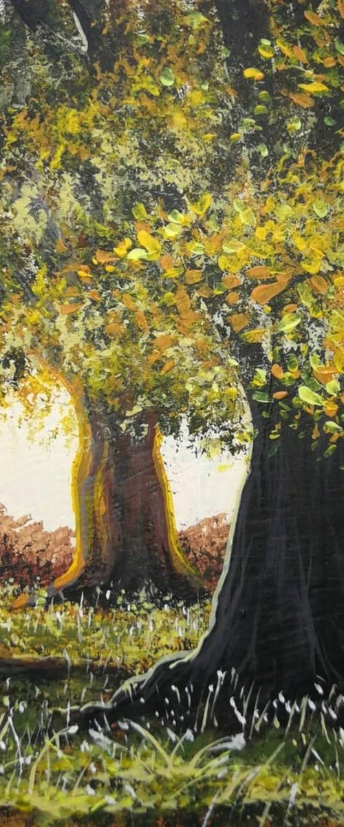 Oaks. Acrylic on panel 15x15cm by Eugene Gorbachenko