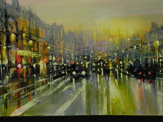 ""City light"" - Original art Framed