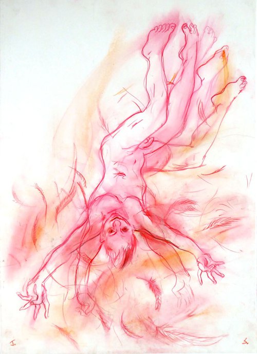 Angel,Feathers - Preparatory drawing2 by John Sharp