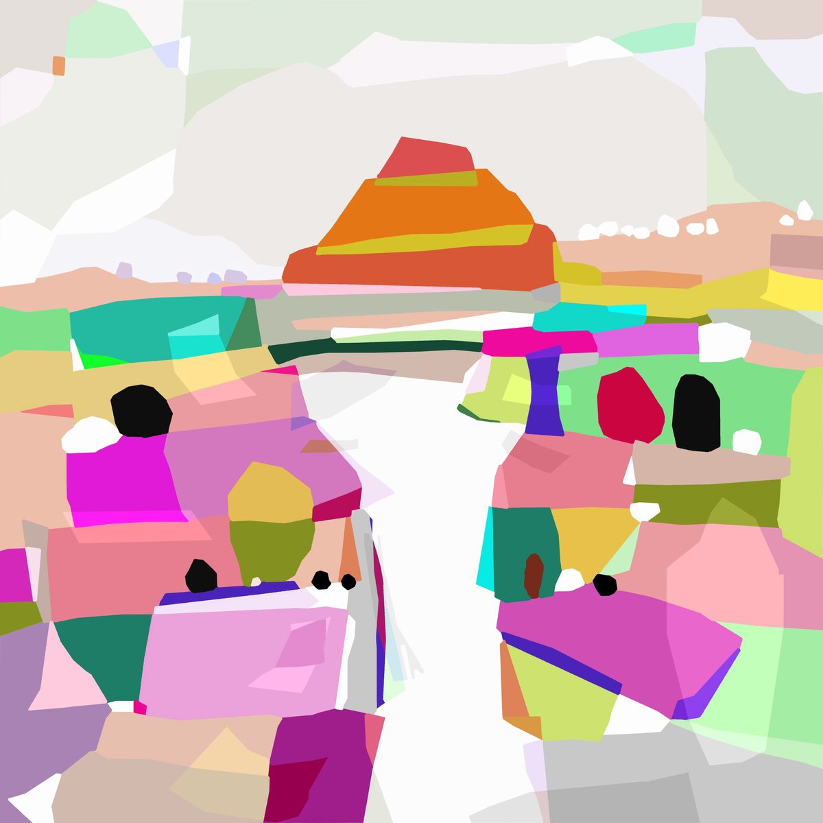 Impressionistic Landscape Giclee Print By Alejos, 17 X 17, Shangri-La, Original Artwork