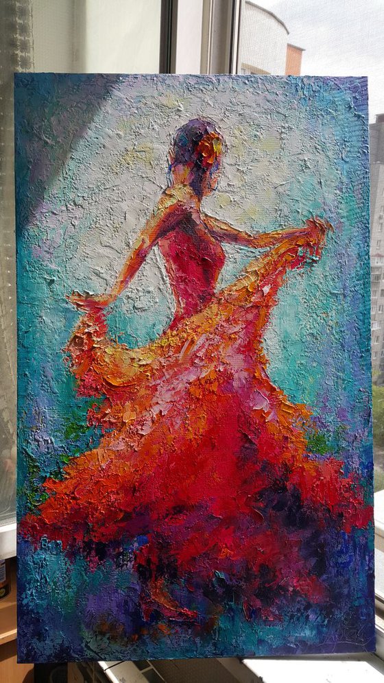 Painting original " Spanish Dance ", oil, canvas, impasto, palette knife