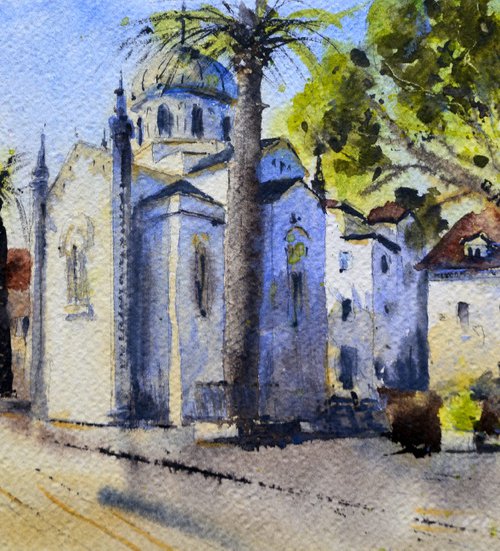 Crkva Sv Arhangela Mihaila Herceg Novi Crna Gora 17x36 2020 by Nenad Kojić watercolorist