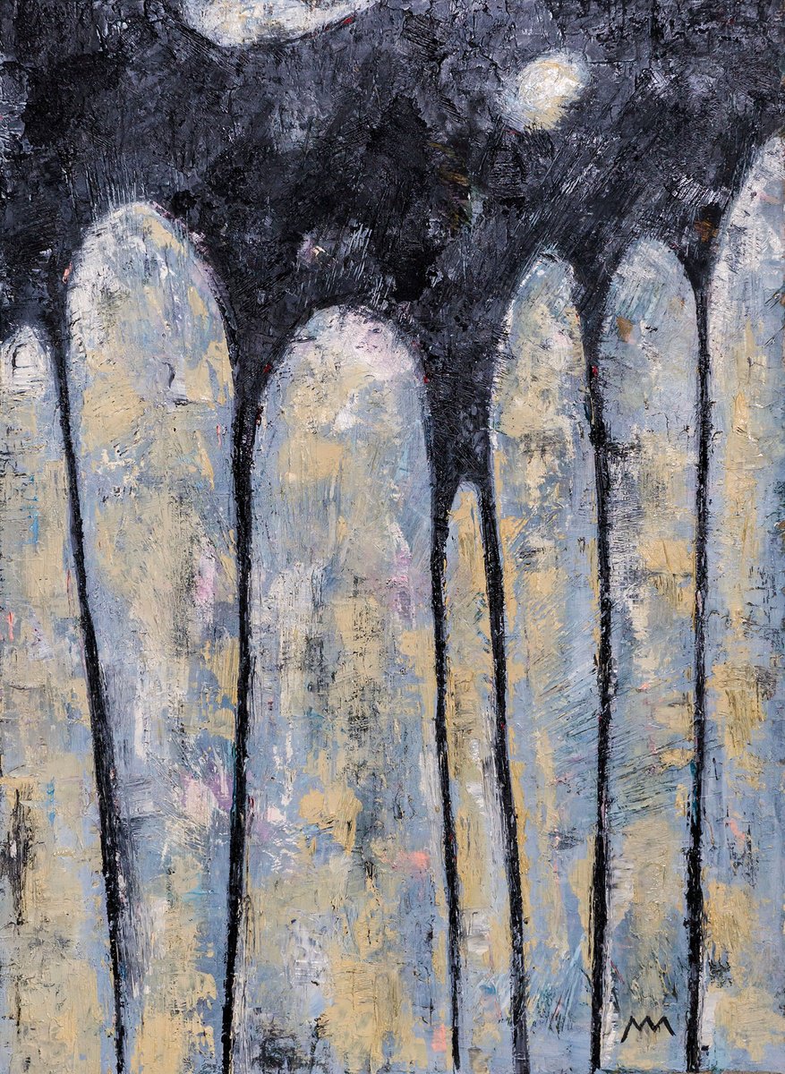 Abstract Oil Painting By Matteo Cecchinato, 17 X 24", Demons Iii, Original Artwork