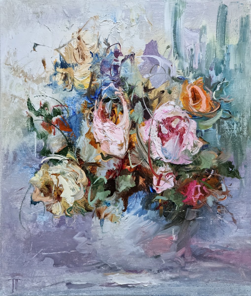 Impressionistic Botanical Oil Painting By Hennadii Penskyi, 12 X 14, March, 2Nd, Original Artwork