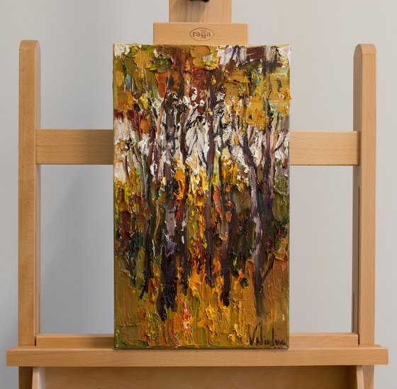 Autumn forest #2. Impasto  Landscape painting