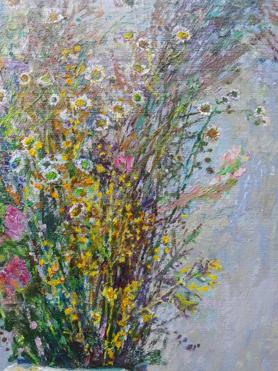 Flowers from a foggy field
