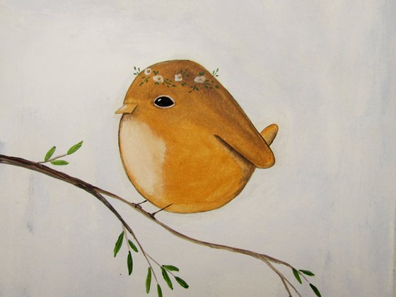 The bird with a flowers crown