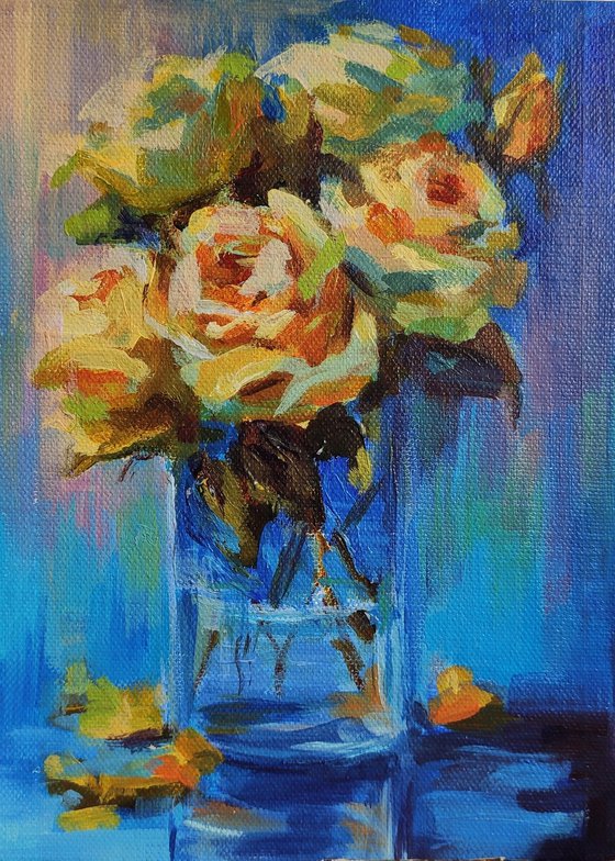 Still life Bouquet of yellow roses
