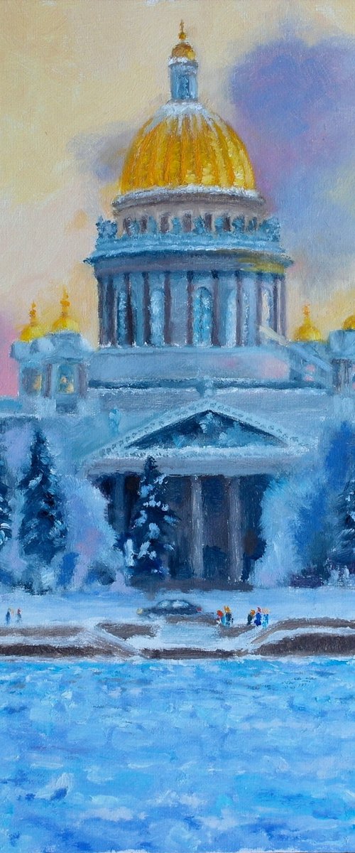 St. Petersburg, Winter Evening St.Isaac's Cathedral by Juri Semjonov