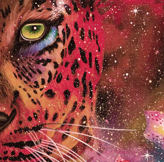 "Nature of the Universe", leopard painting, tiger painting, space art