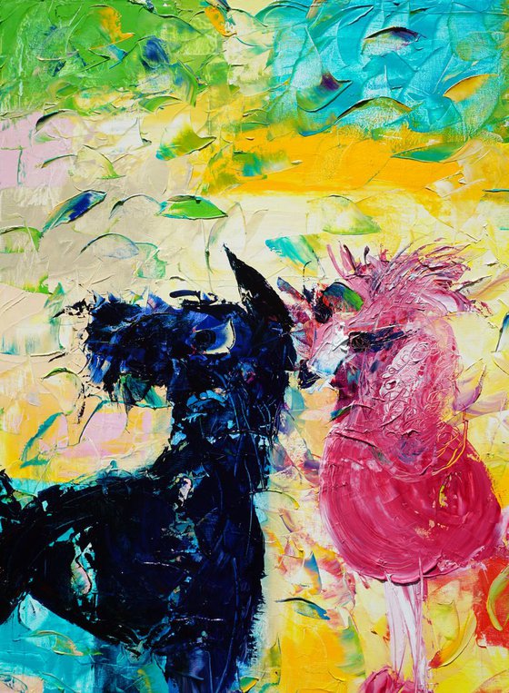 Blue Schnauzer and Pink Poodle 30x40in (~76x100cm)