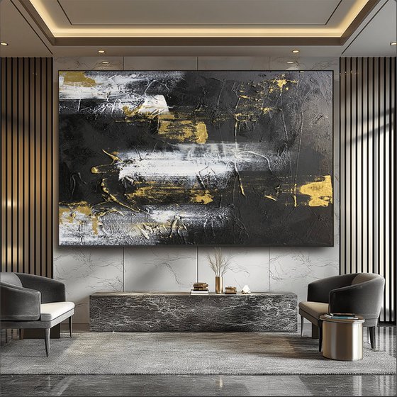 Gold and Black Abstract Reflections