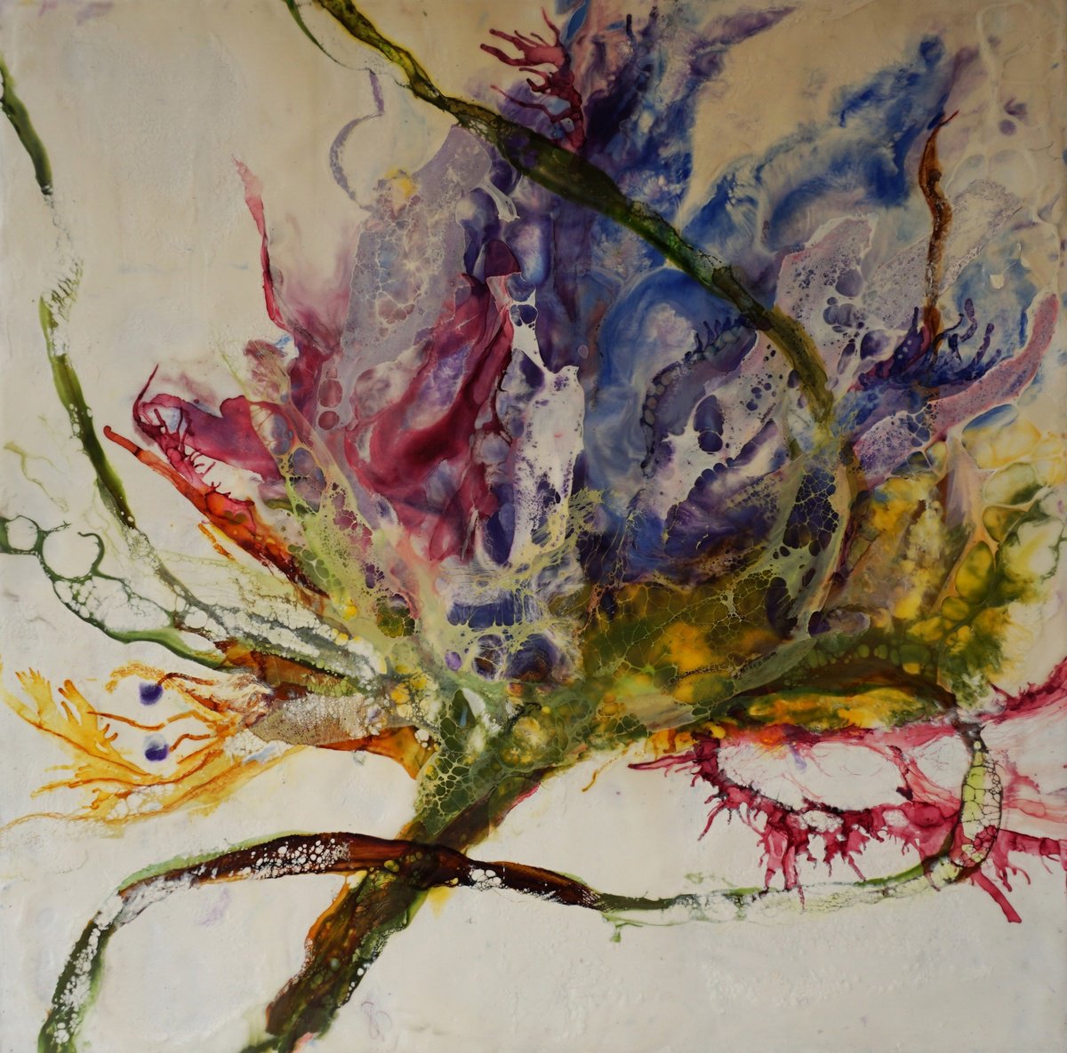 Organic Abstract Painting By Dora Stork, 20 X 20, Photosynthetic Pulse, Original Artwork