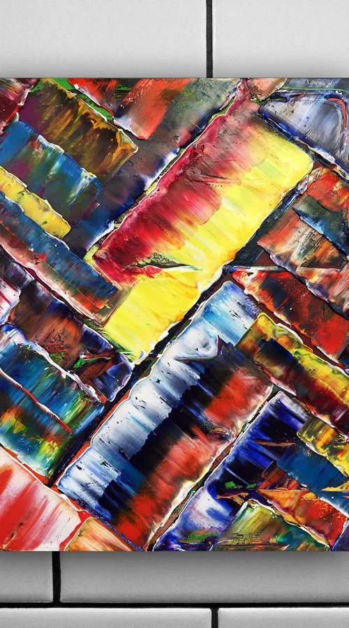 "We Fit Together" - Original Highly Textured PMS Abstract Oil Painting On Canvas - 16" x 20" by Preston M. Smith (PMS)
