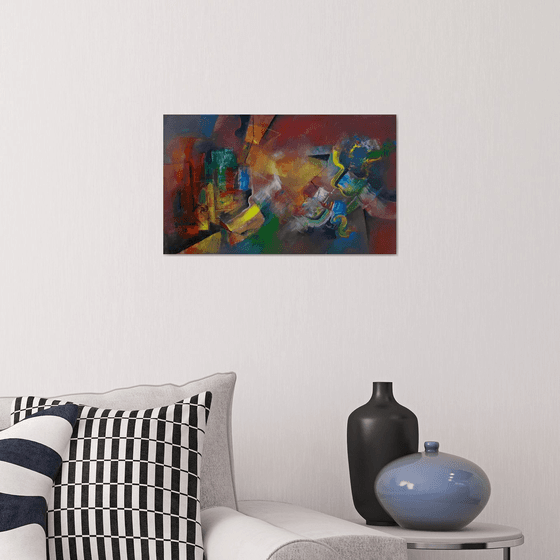 Horizontal Art Painting, Brown and Blue, Beautiful Abstract Painting, Journey Into The Unknown