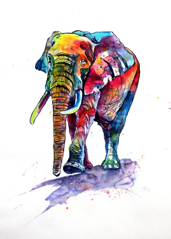 Happy colourful elephant