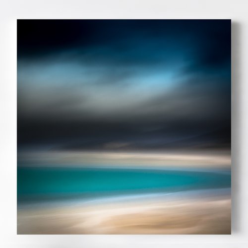 Blue Rain Over Harris - Extra large canvas teal abstract by Lynne Douglas