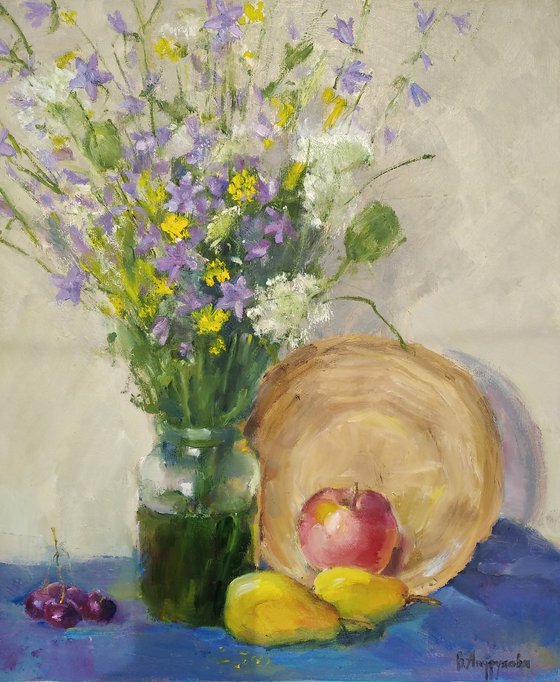 Flowers, berries, pears