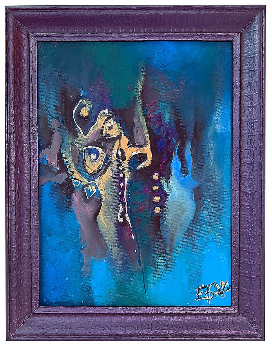 Organic Abstract Oil Painting By Eleonora Bakalova, 15 X 19, Night Life, Original Artwork