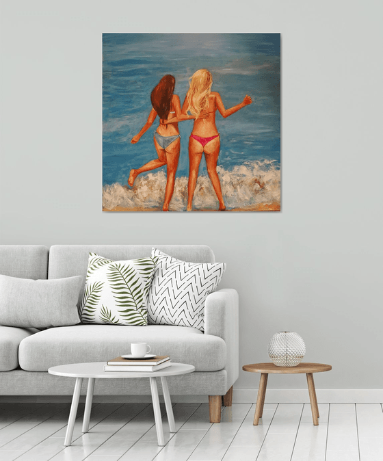 Two girls at sea