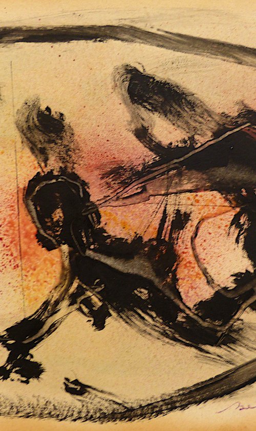 Chimeras 9, ink and oil on paper, 41x29 cm by Frederic Belaubre