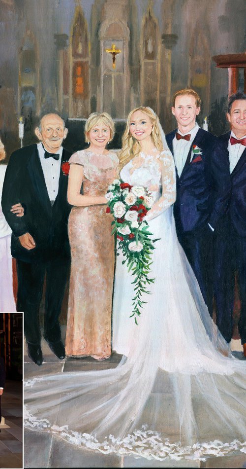 Custom wedding oil painting portrait from pic by Lucia Verdejo