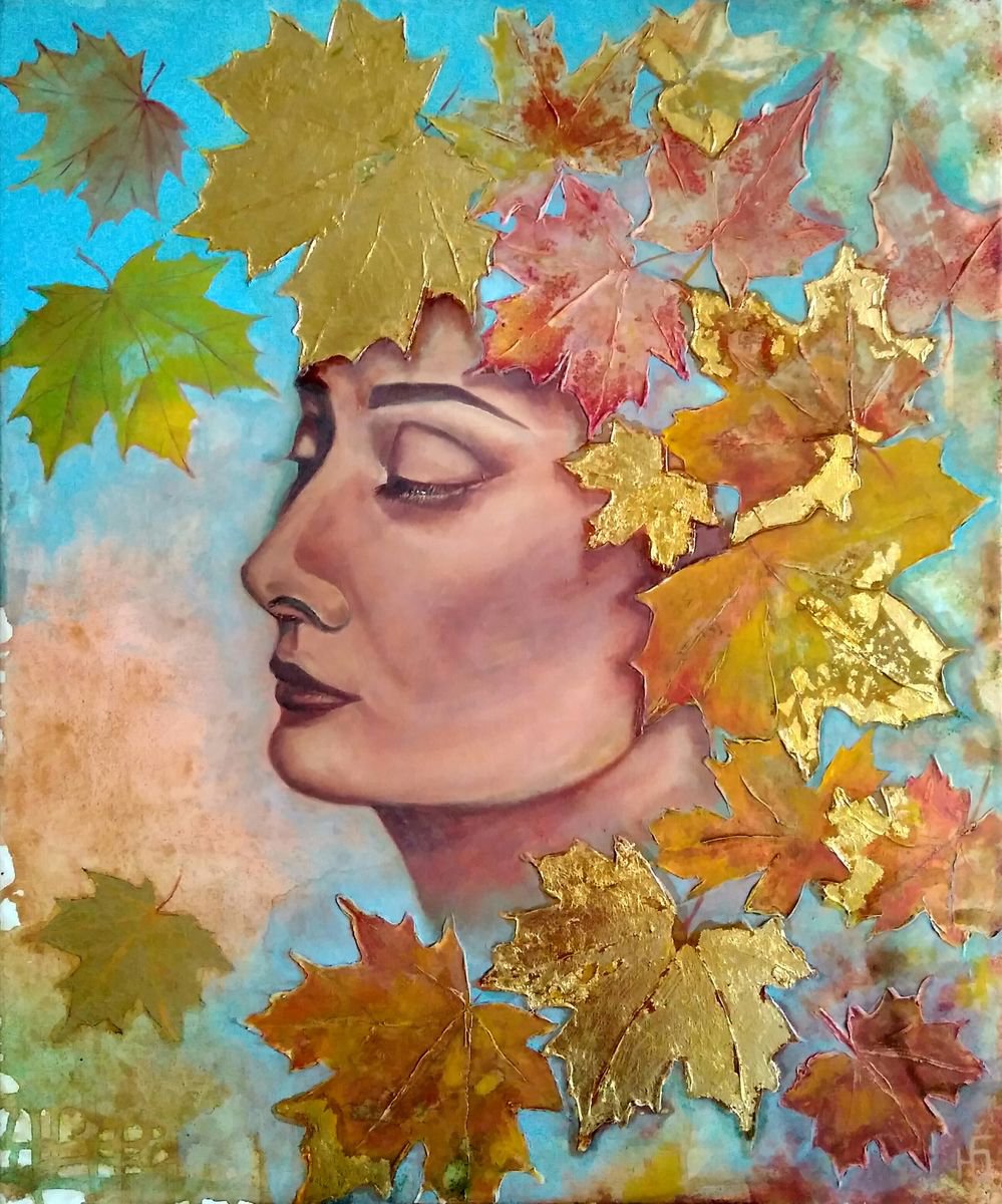 Autumn dreams, 50x60 cm, ready to hang. by Yulia Berseneva