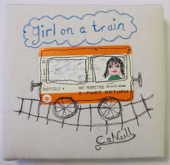 Girl on a Train Ticket (ready to hang)