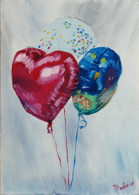 Birthday air balloons still life