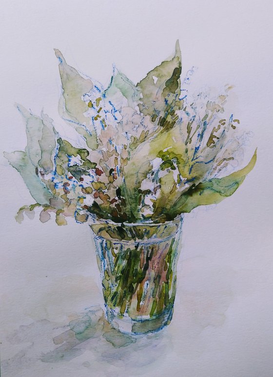 Lilies of the Valley #2. Original watercolour painting.