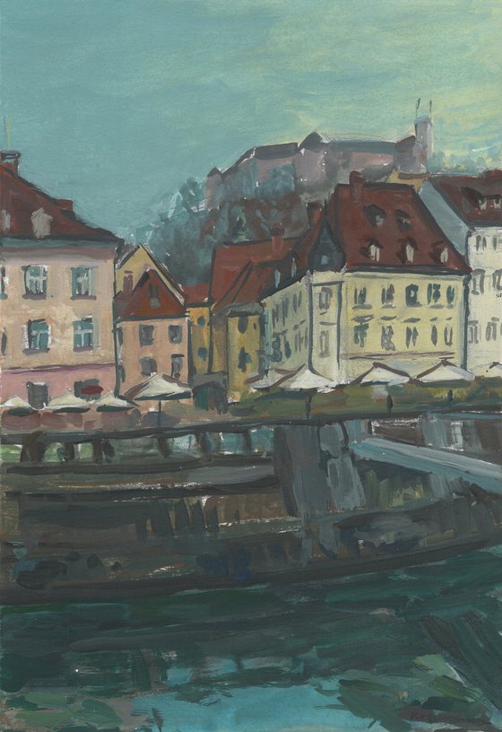 From Cycle City, River Banks II, 2020, acrylic on paper, 29.4 x 20.8 cm
