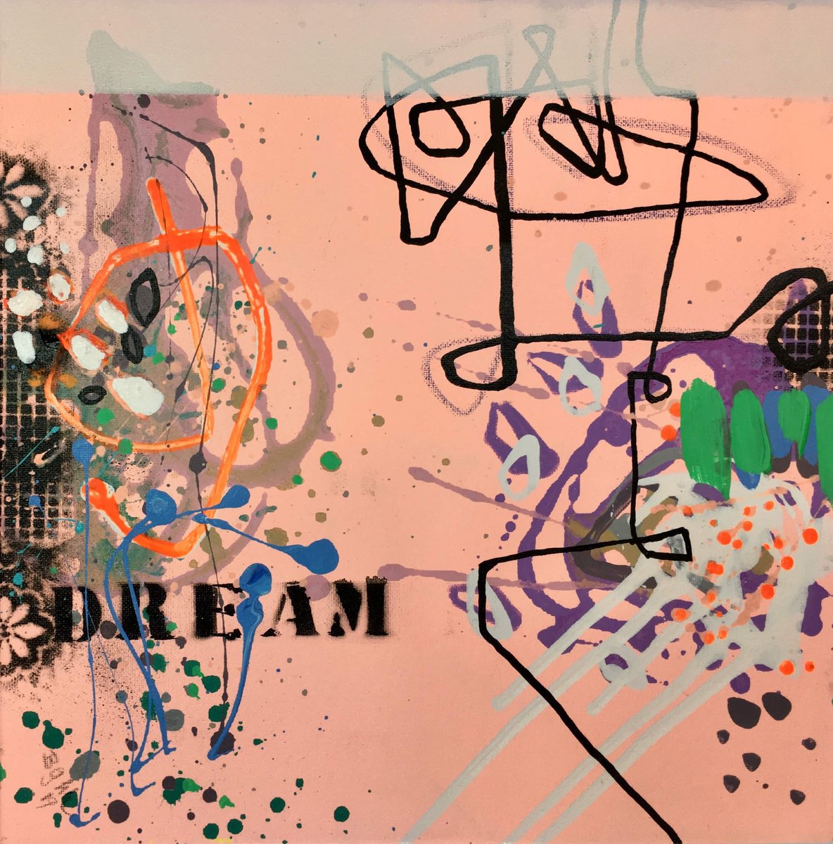 Geometric Abstract Acrylic Painting By Bea Schubert, 12 X 12, Dream No.6, Original Artwork