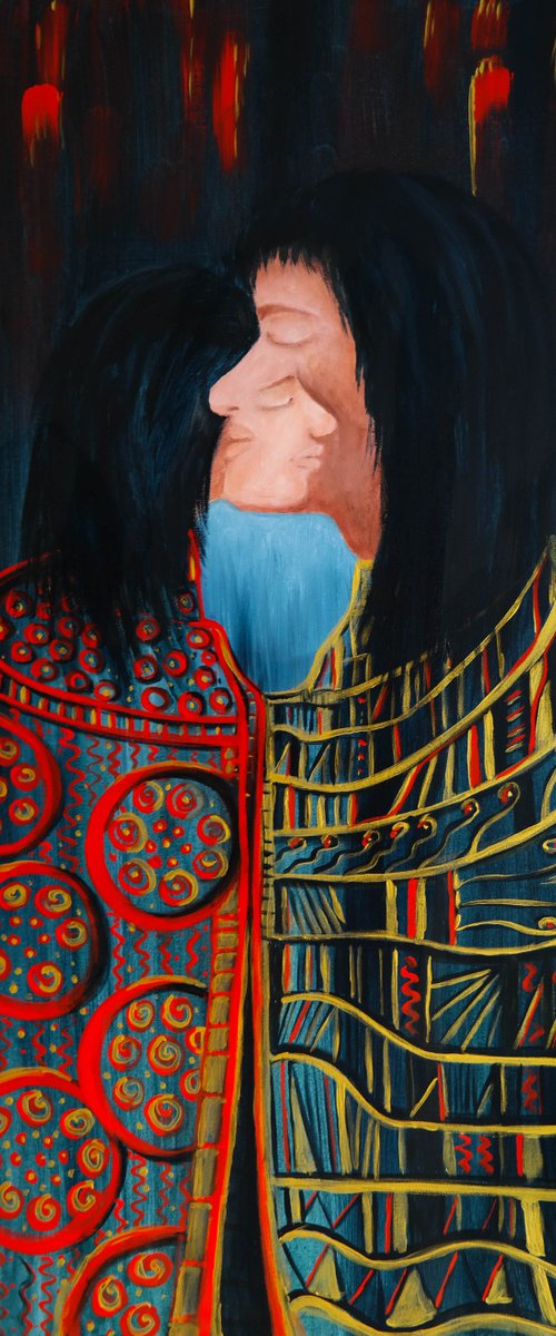Kilometers between us  - "Kiss"   Klimt inspired painting by Danijela Dan