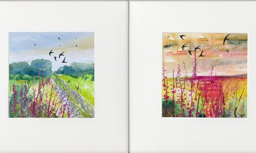4 swallow watercolours by Teresa Tanner