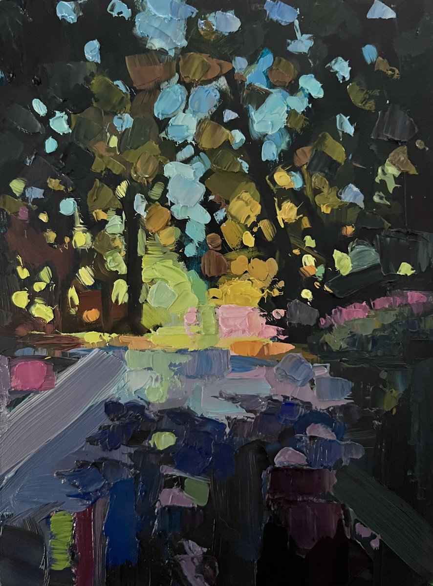 Impressionistic Landscape Oil Painting By Jimmy Leslie, 6 X 8, Looking Down Beechwood, 5:17Am, Original Artwork