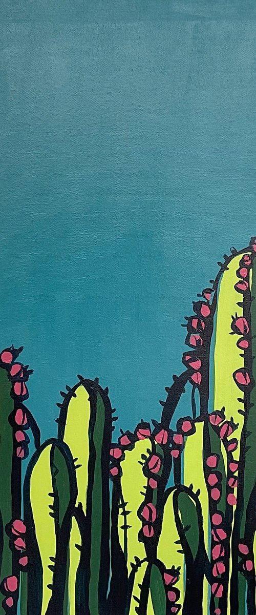 Cactus on blue by Volha Belevets