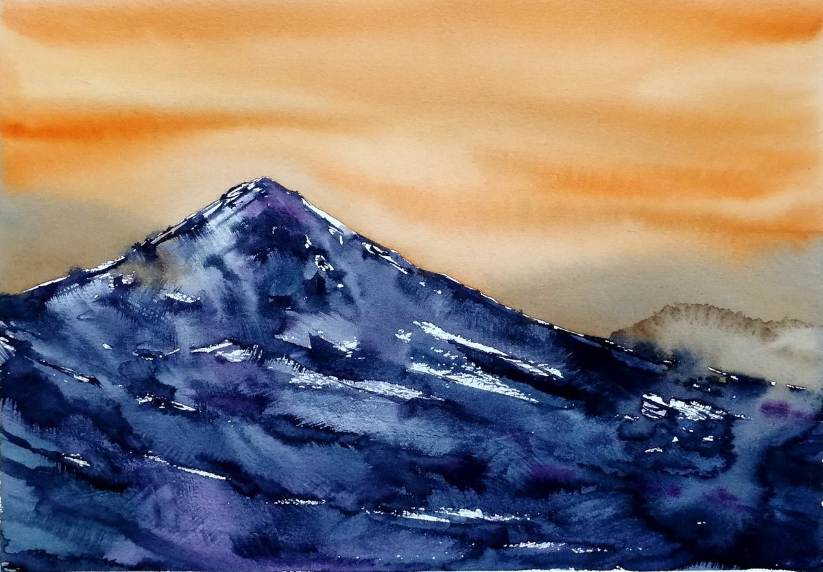 Orange sunset mountains by Marina Zhukova